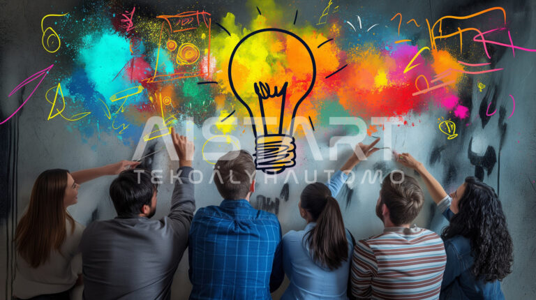 group of innovators brainstorming ideas for a disruptive new technology