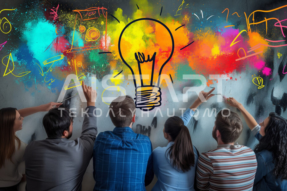 group of innovators brainstorming ideas for a disruptive new technology