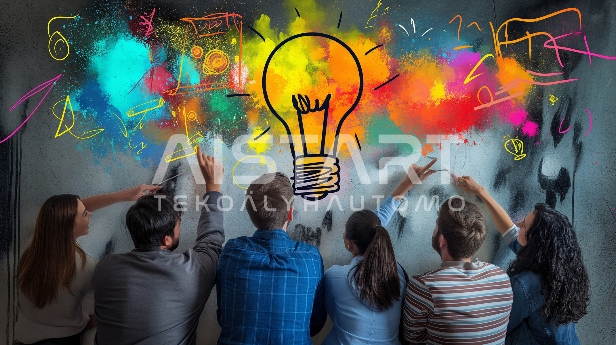 group of innovators brainstorming ideas for a disruptive new technology